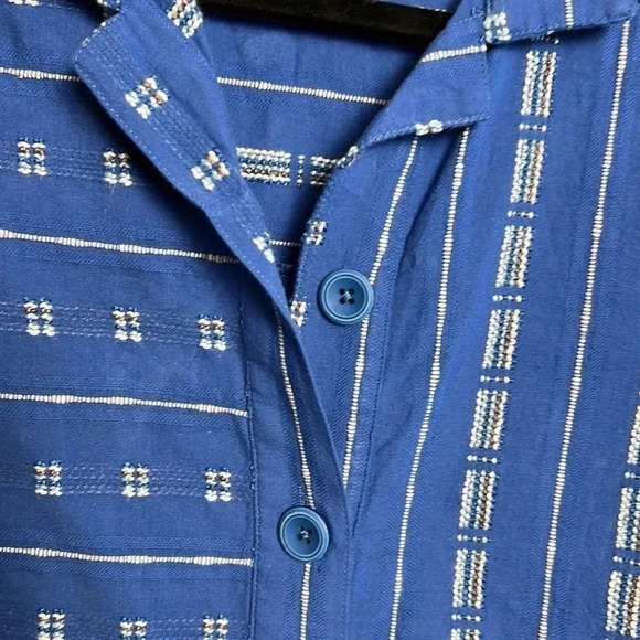 Habitat oversized PTP 20.5” shirt NWT,textured,embroidered,striped,hi-lo. - Picture 10 of 17